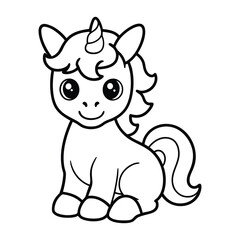 Simple cute Unicorn Line art vector and Fantasy Line Sketch Design