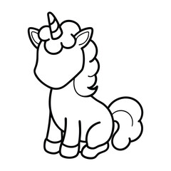 Simple cute Unicorn Line art vector and Fantasy Line Sketch Design