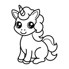 Mythical Unicorn line art vector Silhouette Simple Line Art Illustration design