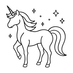 Mythical Unicorn line art vector Silhouette Simple Line Art Illustration design