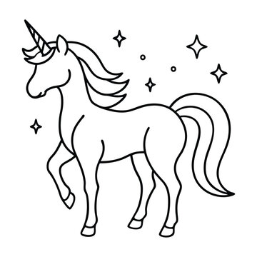 recommend clip art: Mythical Unicorn line art vector Silhouette Simple Line Art Illustration design