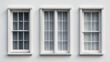 Fototapeta premium Authentic vintage house window frame collection set against a white backdrop