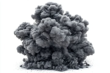 Dark grey smoke cloud explosion
