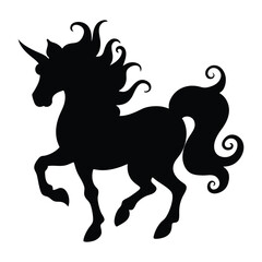 simple cartoon Unicorn Silhouette vector for coloring book illustration