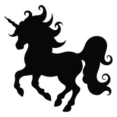 Obraz premium simple cartoon Unicorn Silhouette vector for coloring book illustration