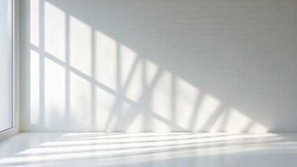 Photo and mockup overlay effect. Organic diagonal drop shadow and window light rays on a wall. Natural light shadow effects.