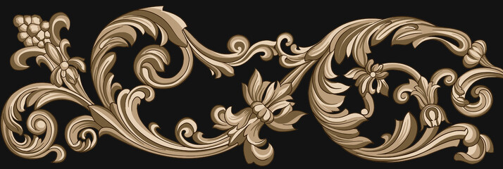 gold, pattern, ornament, frame, vintage, design, floral, decoration, art, vector, flower, antique, element, border, illustration