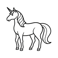 Minimal Unicorn Graphic Mystical Monoline Animal Artwork with Unicorn line art vector Illustration