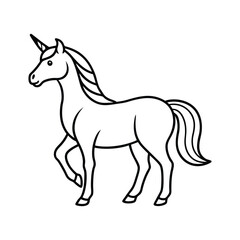 Minimal Unicorn Graphic Mystical Monoline Animal Artwork with Unicorn line art vector Illustration