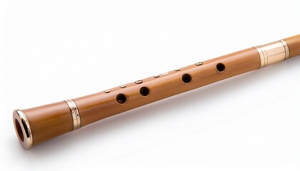 Fototapeta premium wooden flute isolated on white background