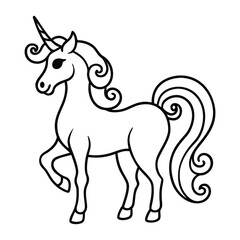 Minimal Unicorn Graphic Mystical Monoline Animal Artwork with Unicorn line art vector Illustration
