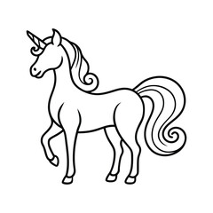 Minimal Unicorn Graphic Mystical Monoline Animal Artwork with Unicorn line art vector Illustration