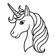 Stylized Unicorn Vector Clean Line art Fantasy Horse Illustration Design