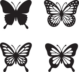 Butterflies silhouette vector illustration isolated On Transparent Background