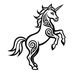 Stylized Unicorn Vector Clean Line art Fantasy Horse Illustration Design