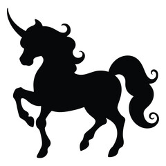 unicorn silhouette vector with Flat Unicorn Line Illustration design
