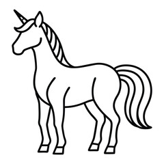 Elegant Unicorn Outline Minimalist Mythical Creature Drawing Line Art Vector Illustration