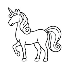 Beautiful Unicorn Line Art Vector Magical Fantasy Animal Illustration