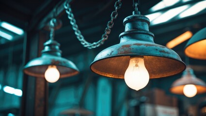 Industrial lamp for lighting and decoration in the marketplace