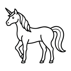 Beautiful Unicorn Line Art Vector Magical Fantasy Animal Illustration