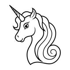 Beautiful Unicorn Line Art Vector Magical Fantasy Animal Illustration