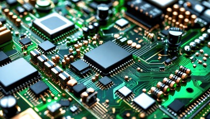 Advanced technology backdrop featuring circuit board pattern.