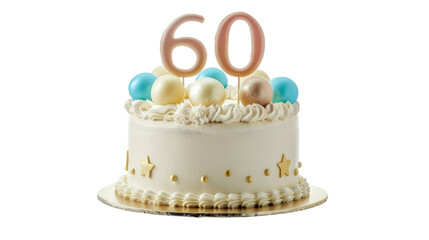 Celebration of a milestone with a beautifully decorated cake for a 60th birthday event featuring colorful decorations