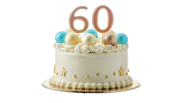 Celebration of a milestone with a beautifully decorated cake for a 60th birthday event featuring colorful decorations