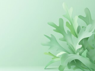 A fresh, green plant design against a soft green background, ideal for nature themes.