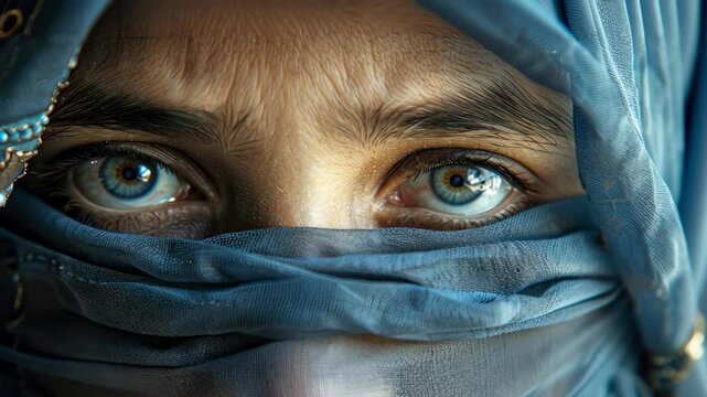 close-up of a woman in a burqa