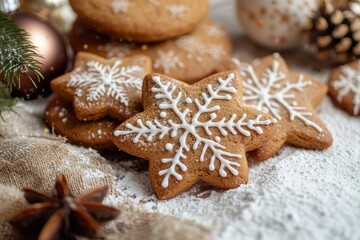 Delightful Homemade Ginger Snap Cookies against a Festive Background