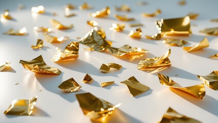 White background with pieces of foil