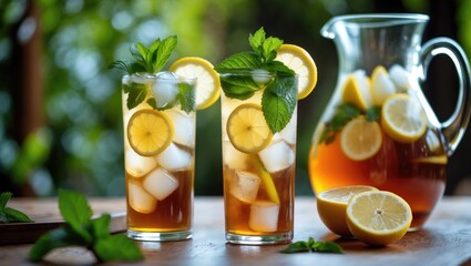 Fototapeta premium Chilled tea with lemon