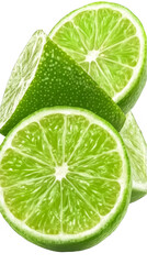 Photo Of Green Lime Slices Isolated On Transparent Background
