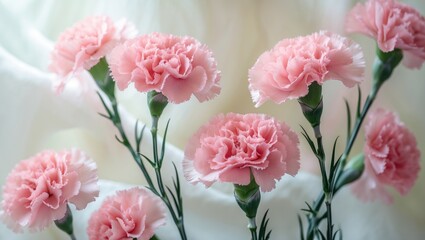 Obraz premium Blooming pink carnations, indoor plant blossoms