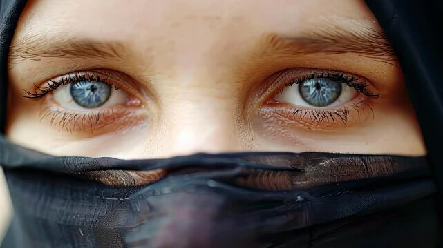 close-up of a woman in a burqa