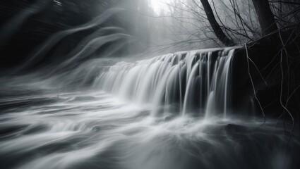 Abstract design of small twigs in motion blur with a grungy background effect from camera movement and long exposure