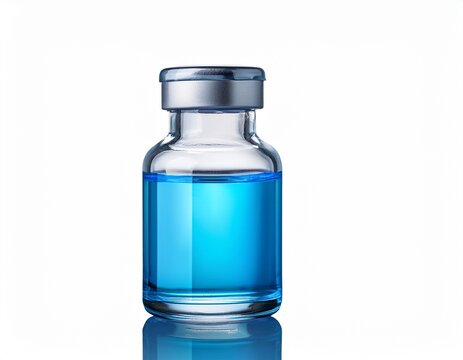 vial with blue solution isolated on a white background