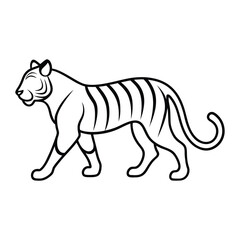 Tiger Line Art Vector Wild Animal Outline Illustration and Stylized Tiger Drawing Minimalist Jungle Predator
