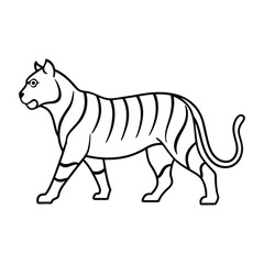Tiger Line Art Vector Wild Animal Outline Illustration and Stylized Tiger Drawing Minimalist Jungle Predator