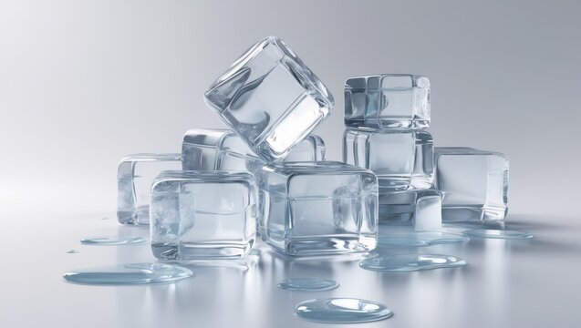 Stack of ice cubes separated on backdrop