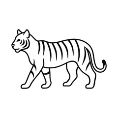 Tiger Line Art Vector Wild Animal Outline Illustration and Stylized Tiger Drawing Minimalist Jungle Predator