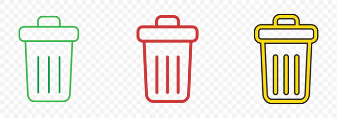 Trash can icon set, Trash bin icon. Delete icon set. delete button trash remove cancel. Web icon, delete button. Delete symbol flat style on Transparent Background. EPS 10.