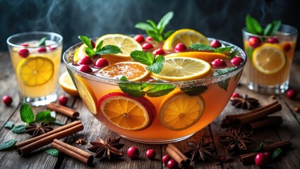 Warm alcoholic apple cider punch infused with spices and cinnamon