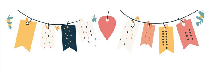 Celebration Signage for Farewell Party: Adieu Labels and Tags on White Background