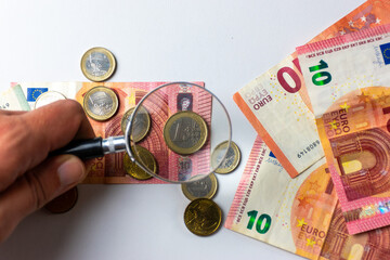 Euro banknotes and coins