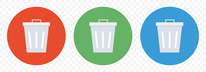 Bin icon vector set in black flat and line stroke style on Transparent Background. EPS 10.