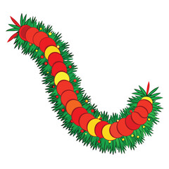 Christmas tinsel clipart on white background 