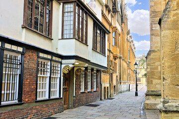 Picturesque old streets of Oxford with historic buildings, England, UK