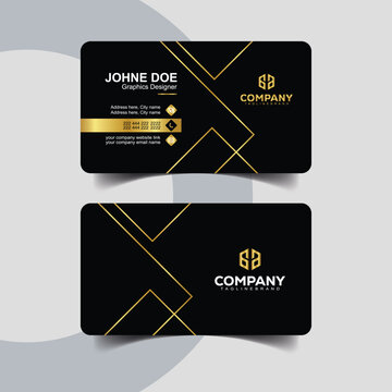 Classy Gold and Black Business Card Template for Modern Business. Minimalist black business card with premium golden typography and accents.